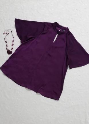 Гарна фіолетова шовкова блуза  вільного крою3 фото