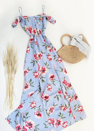 Дуже красиве плаття голуб з квітами від new look