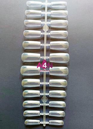 Гелевые типсы 24шт. - форма квадрат прозрачные (накладные ногти) жидкие типсы