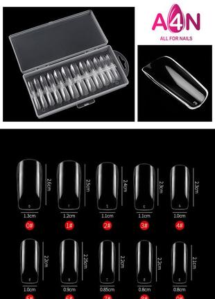 Гелевые типсы 24шт. - форма квадрат прозрачные (накладные ногти) жидкие типсы