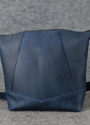 Кожа. ручная работа. кожаная синяя женская сумка, сумочка через плечо.3 фото