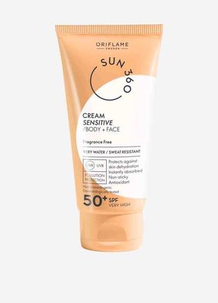 Сонцезахисний крем для чутливої шкіри обличчя і тіла oriflame sun 360 з spf 50+