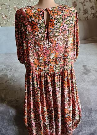 Длинное свободное платье мелкий цветочный принт hm