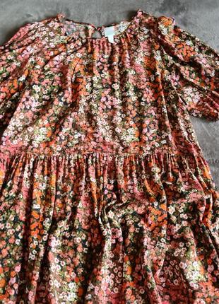 Длинное свободное  платье мелкий цветочный принт hm6 фото