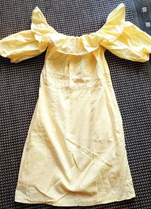 Льняное платье на плечи с рюшами h&m linen blend3 фото