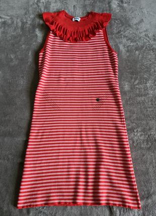 Красное комфортное трикотажное платье в полоску  conia rykiel6 фото