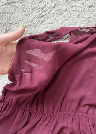 Легка шифонова сукня бордо плаття літнє4 фото