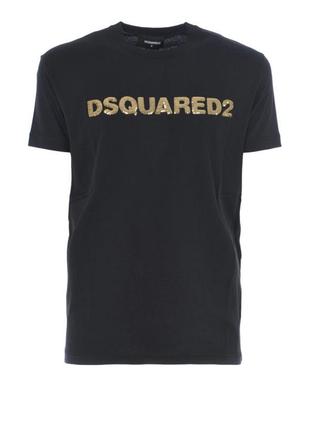 Черная футболка логотип пайетки-перевертышные dsquared24 фото