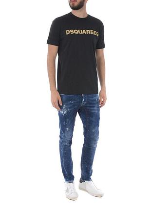 Черная футболка логотип пайетки-перевертышные dsquared2