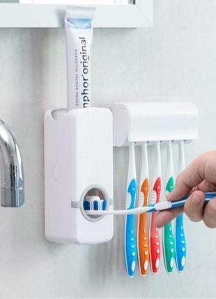 Дозатор зубной пасты toothpaste dispenser, органайзер для зубных щеток1 фото