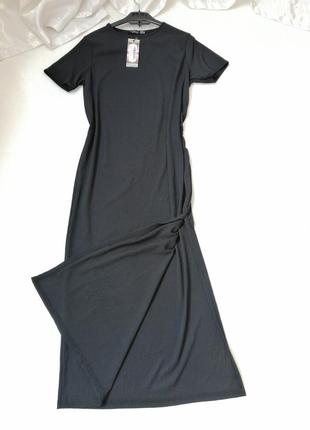 ✅ неймовірно круте стильне плаття футболка в рубчик збоку з розрізом6 фото