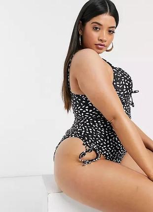 Роздільний купальник з маєчкою asos чорний з білим3 фото
