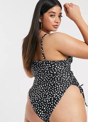 Роздільний купальник з маєчкою asos чорний з білим2 фото