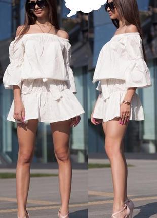 Сукня сарафанчик голі плечі і широкий рукав волан, носити сукню можна в двох варіантах як відкритими8 фото