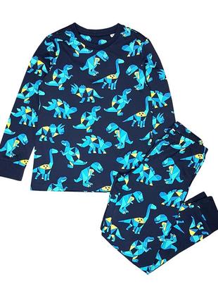 Трикотажная хлопковая пижама с динозаврами на мальчика 122 р. c&a