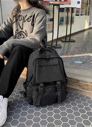 Водонепроникний рюкзак унісекс, шкільний ранець із тканини «оксфорд», новий чорний рюкзак1 фото