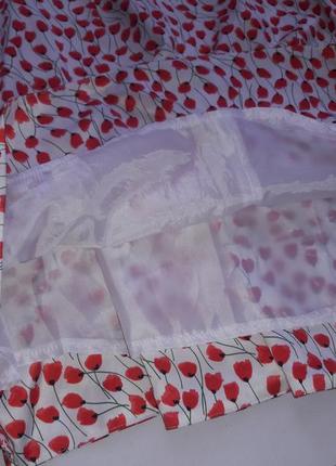 Сукня бiлого кольору з червоними тюльпанами4 фото