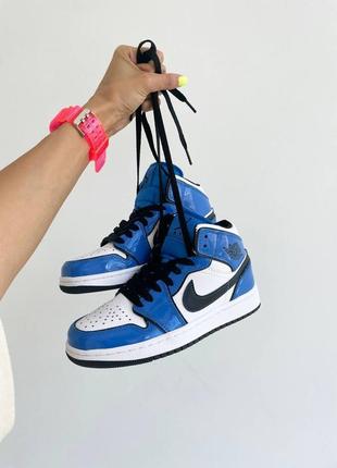 Nike air jordan 1 retro “signal blue” женские кроссовки найк аир джордан