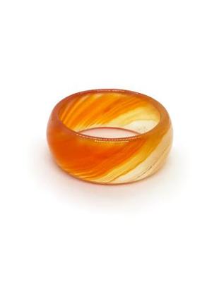 🍊🌸 класне широке кільце натуральний камінь помаранчевий агат р. 18,51 фото