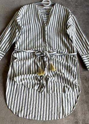 Жіноча стильна довга сорочка з поясом туніка zara5 фото