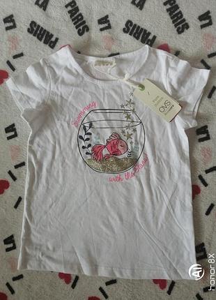 Бавовняна футболка для дівчинки ovs на 5-7 років
