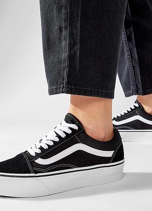 Хіт сезону кеди vans old skool platform va3b3uy28 black замша унісекс