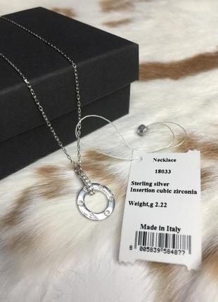 Серебряное ожерелье с подвеской с камешками круг с камнями кулон cartier серебро проба 925 новое с биркой италия1 фото