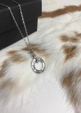 Серебряное ожерелье с подвеской с камешками круг с камнями кулон cartier серебро проба 925 новое с биркой италия4 фото