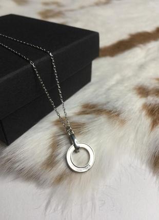 Серебряное ожерелье с подвеской с камешками круг с камнями кулон cartier серебро проба 925 новое с биркой италия5 фото