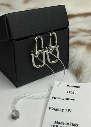 Срібні сережки сережки пусети великі ланки cartier срібло проба 925 нові з біркою італія 5