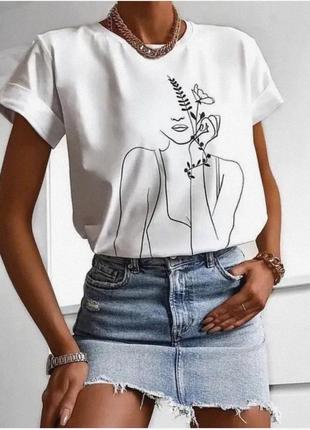 Яркая футболка женская с красивым принтом оверсайз, футболка со стильным рисунком для девушки1 фото
