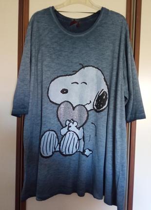 Стильна туніка snoopy з бавовняного трикотажу під джинсу оверсайз німеччина2 фото