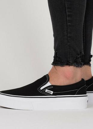 Сліпоны vans classic slip-on platform vn00018eblk1 black текстиль2 фото