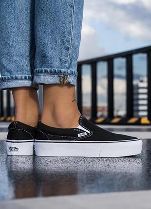 Сліпоны vans classic slip-on platform vn00018eblk1 black текстиль