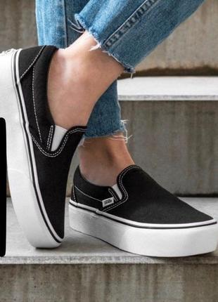 Сліпоны vans classic slip-on platform vn00018eblk1 black текстиль3 фото