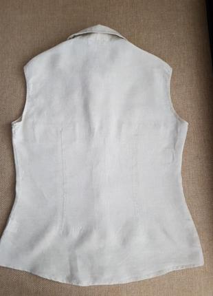 Рубашка приталена без рукавів льон made in italy3 фото
