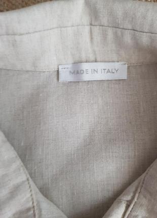 Рубашка приталена без рукавів льон made in italy5 фото