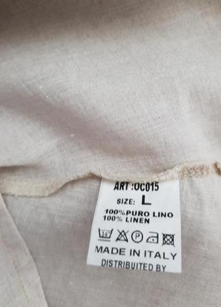 Рубашка приталена без рукавів льон made in italy6 фото