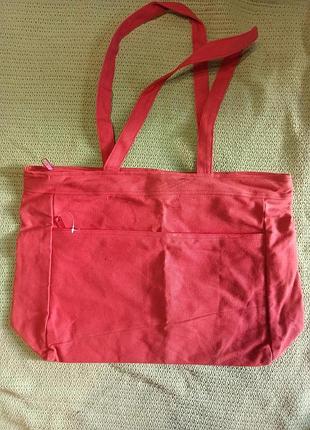 Жіноча сумка з щільного котону з довгими ручками на плече