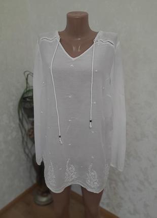 Натуральная тончайшая блуза рубаха вышивка