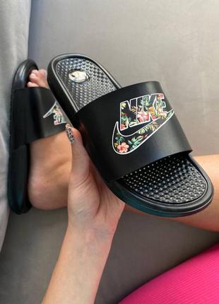 Женские шлепанцы черные nike найк