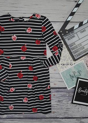 8 - 10 лет 140 см h&m новое фирменное теплое платье с карманами девочке цветы
