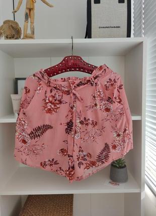 Шорти шорты кежуал з поясом комфортні якісні рожеві принт як нові бренд zebra2 фото