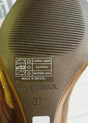 Новые кожаные туфли лодочки коричневые золотые 37 38 39 бразилия нарядные6 фото