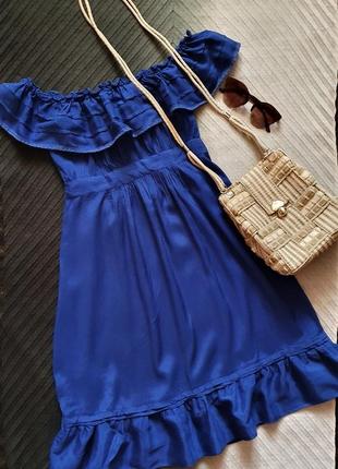 Соковито-синє плаття, сарафан. 100% віскоза