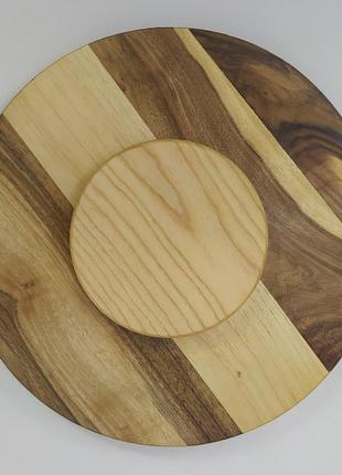Поворотный столик, вращающийся для тортов, пиццы древесина орех, размер 35 см, высота 4 см.7 фото