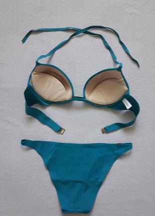 Брендовий роздільний безшовний купальник push-up з позолоченою фурнітурою la perla оригінал5 фото