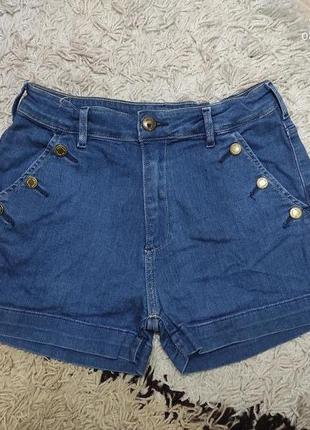 Удобные высокие джинсовые стрейч шорты на подростка или женский xs-s1 фото