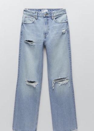 Джинси з дірками wide-leg jeans2 фото