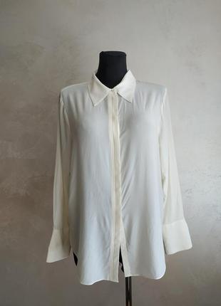 Шикарна біла блуза marks & spencer 100% шовк, р. l-xl блуза молочного кольору шовк